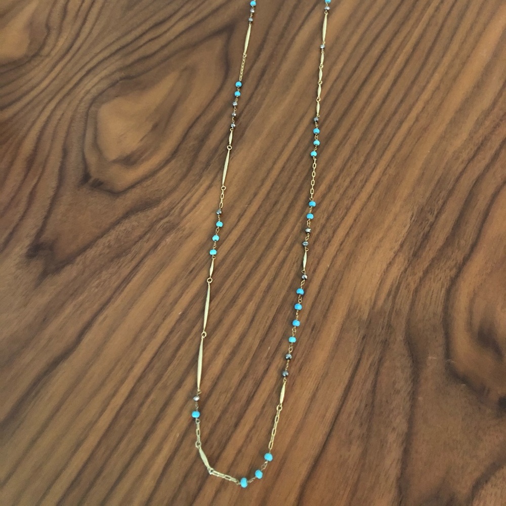 Stella & Dot Turquoise and Gold Tone Necklace